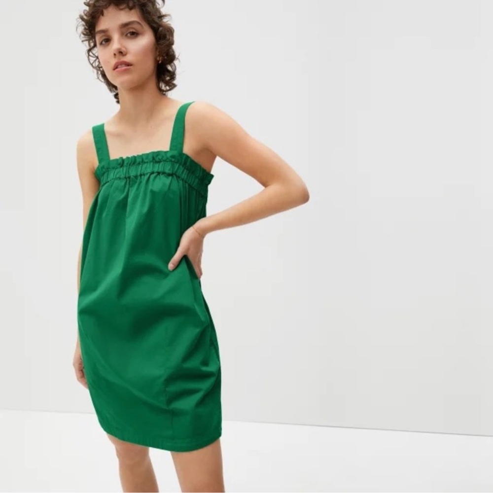 Everlane The Paperbag Dress in Kelly Green Size XS Organic Cotton Mini